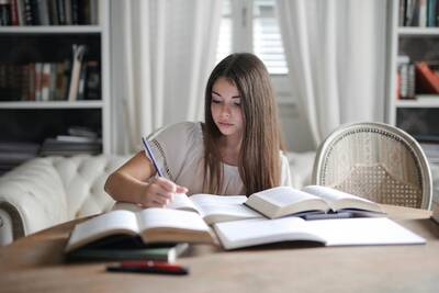 Girl studying at a desk